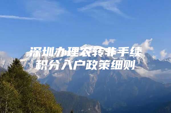 深圳办理农转非手续积分入户政策细则