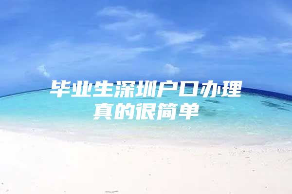 毕业生深圳户口办理真的很简单