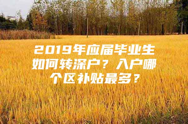2019年应届毕业生如何转深户？入户哪个区补贴最多？