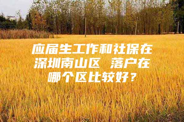 应届生工作和社保在深圳南山区 落户在哪个区比较好？