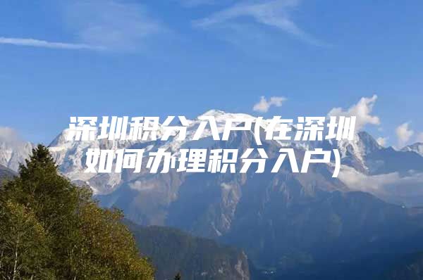深圳积分入户(在深圳如何办理积分入户)