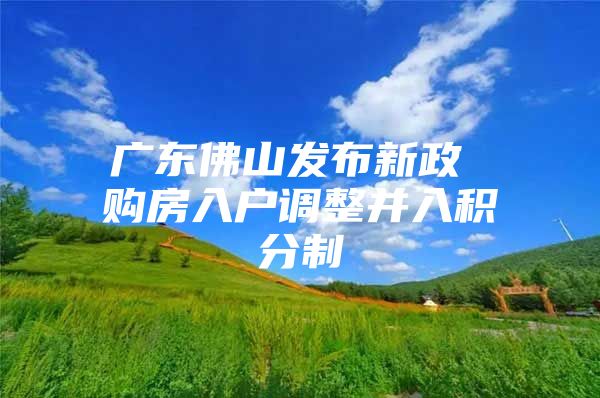 广东佛山发布新政 购房入户调整并入积分制