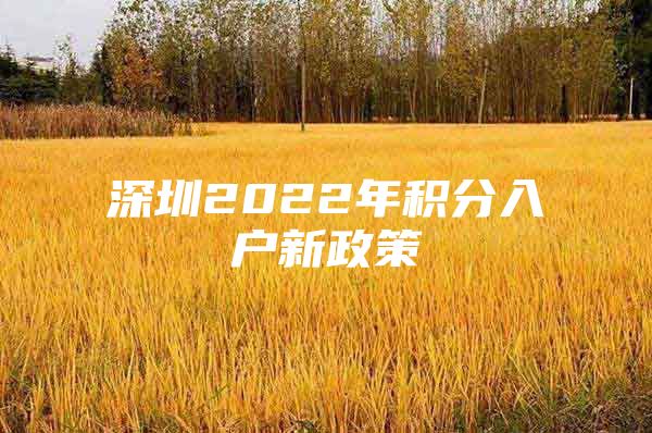 深圳2022年积分入户新政策