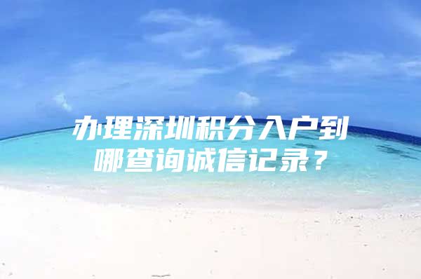 办理深圳积分入户到哪查询诚信记录？