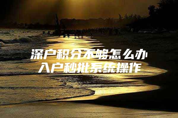 深户积分不够怎么办入户秒批系统操作
