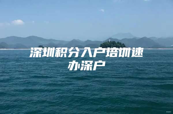 深圳积分入户培训速办深户