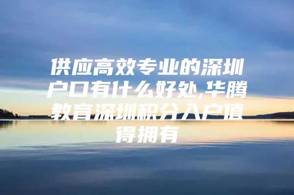 供应高效专业的深圳户口有什么好处,华腾教育深圳积分入户值得拥有