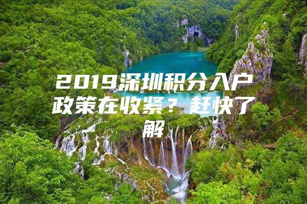2019深圳积分入户政策在收紧？赶快了解