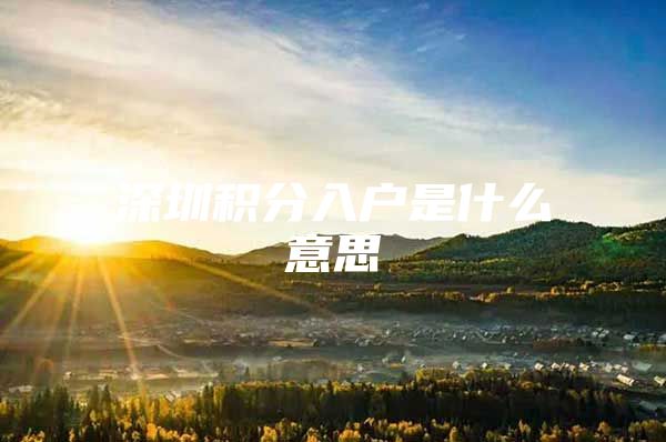 深圳积分入户是什么意思