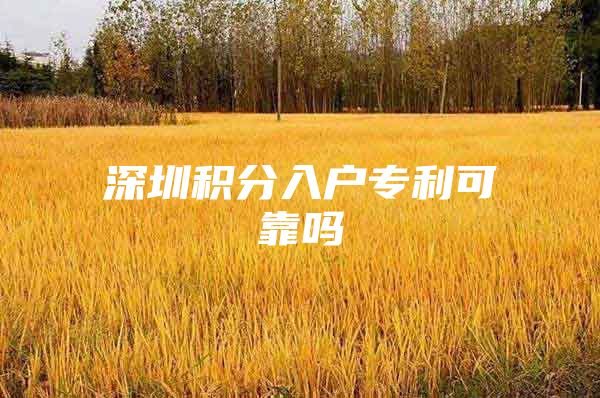 深圳积分入户专利可靠吗