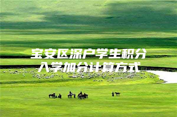 宝安区深户学生积分入学加分计算方式