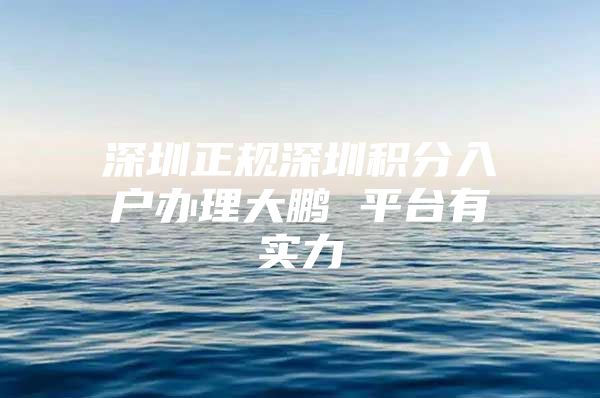深圳正规深圳积分入户办理大鹏 平台有实力