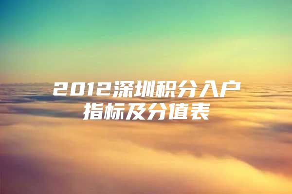2012深圳积分入户指标及分值表
