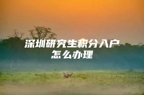 深圳研究生积分入户怎么办理