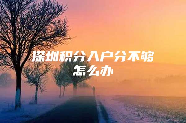 深圳积分入户分不够怎么办
