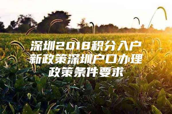 深圳2018积分入户新政策深圳户口办理政策条件要求