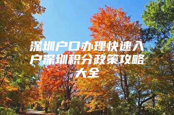 深圳户口办理快速入户深圳积分政策攻略大全