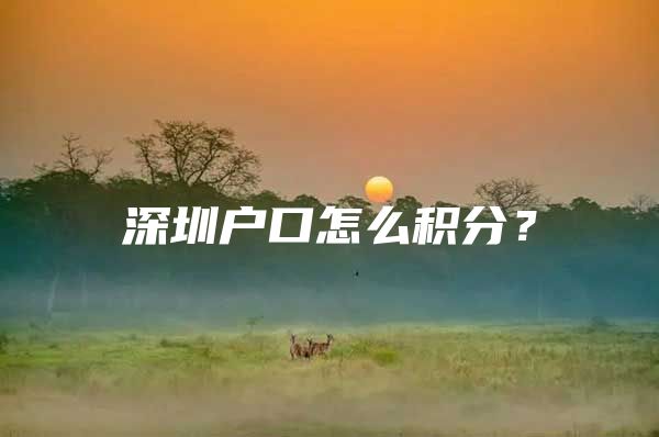 深圳户口怎么积分？