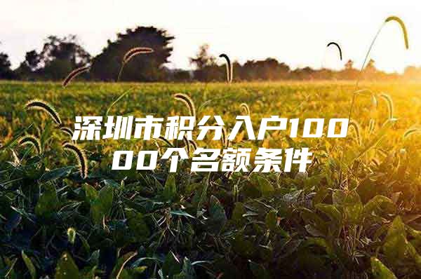 深圳市积分入户10000个名额条件