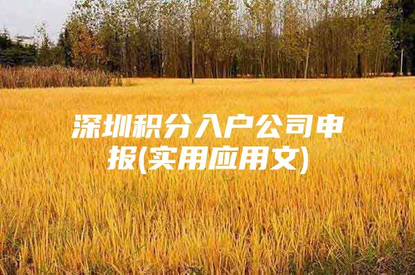 深圳积分入户公司申报(实用应用文)