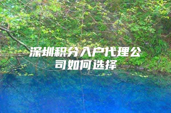 深圳积分入户代理公司如何选择