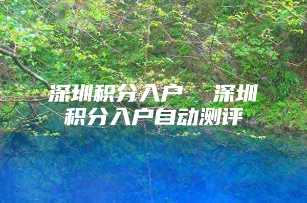 深圳积分入户  深圳积分入户自动测评