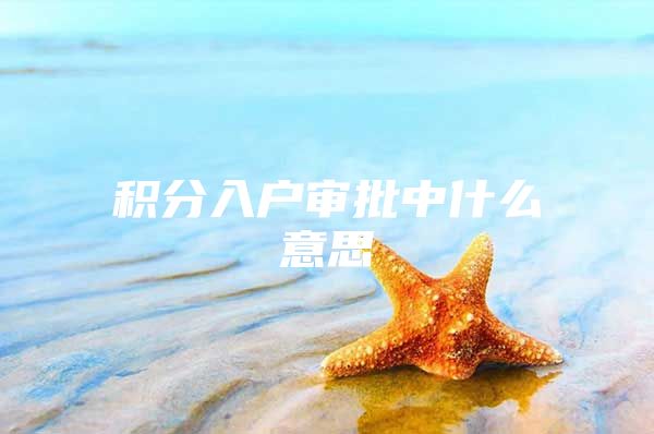积分入户审批中什么意思