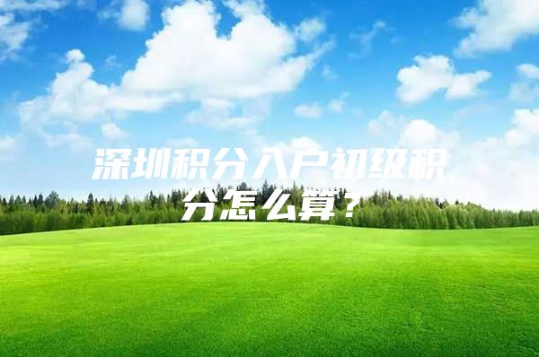 深圳积分入户初级积分怎么算？