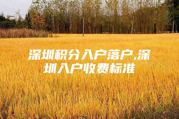 深圳积分入户落户,深圳入户收费标准