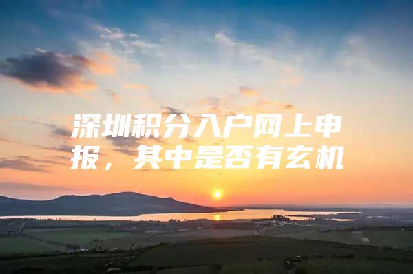 深圳积分入户网上申报，其中是否有玄机