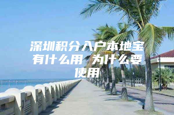 深圳积分入户本地宝有什么用 为什么要使用