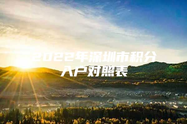 2022年深圳市积分入户对照表