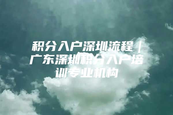 积分入户深圳流程｜广东深圳积分入户培训专业机构