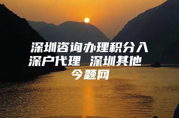 深圳咨询办理积分入深户代理 深圳其他 今题网