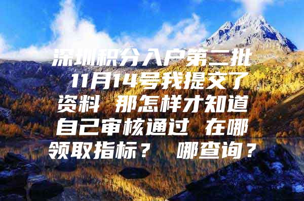 深圳积分入户第二批 11月14号我提交了资料 那怎样才知道自己审核通过 在哪领取指标？ 哪查询？
