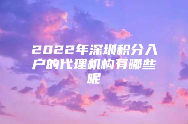 2022年深圳积分入户的代理机构有哪些呢
