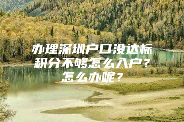 办理深圳户口没达标积分不够怎么入户？怎么办呢？