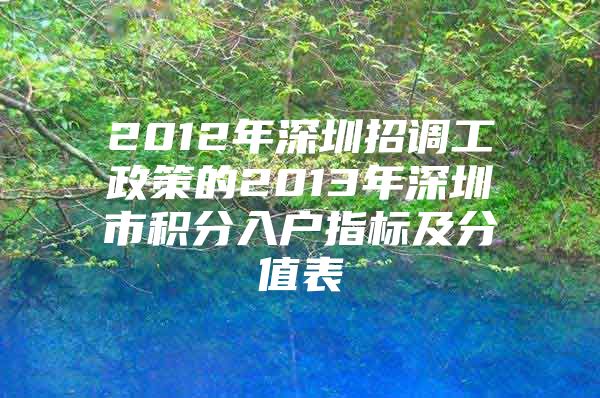 2012年深圳招调工政策的2013年深圳市积分入户指标及分值表