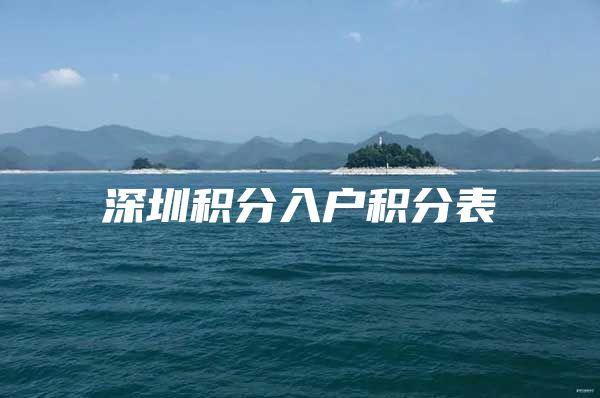 深圳积分入户积分表