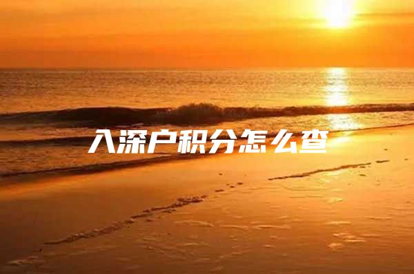 入深户积分怎么查