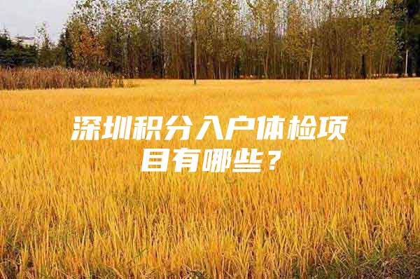 深圳积分入户体检项目有哪些？