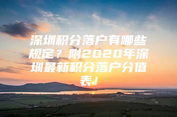 深圳积分落户有哪些规定？附2020年深圳最新积分落户分值表！
