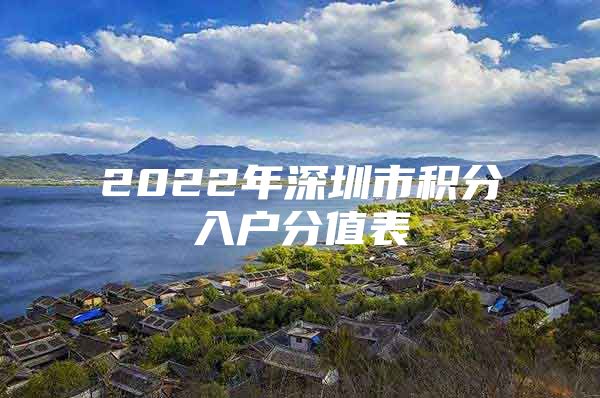2022年深圳市积分入户分值表