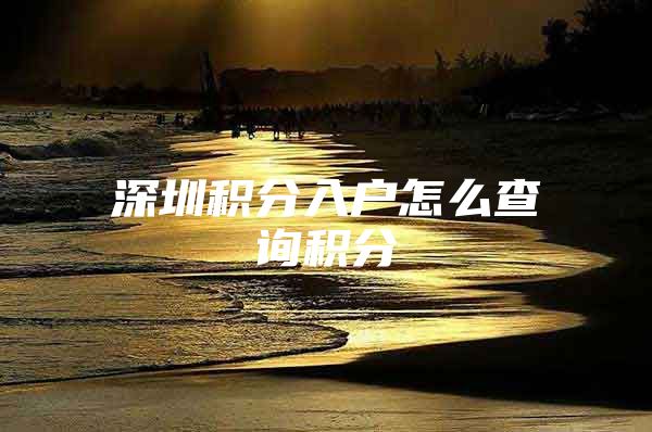 深圳积分入户怎么查询积分