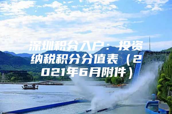 深圳积分入户：投资纳税积分分值表（2021年6月附件）