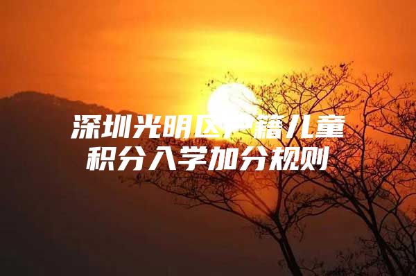 深圳光明区户籍儿童积分入学加分规则
