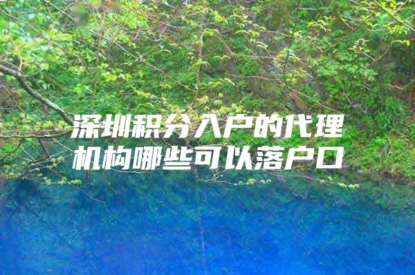 深圳积分入户的代理机构哪些可以落户口