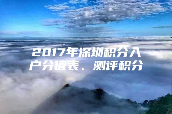 2017年深圳积分入户分值表、测评积分