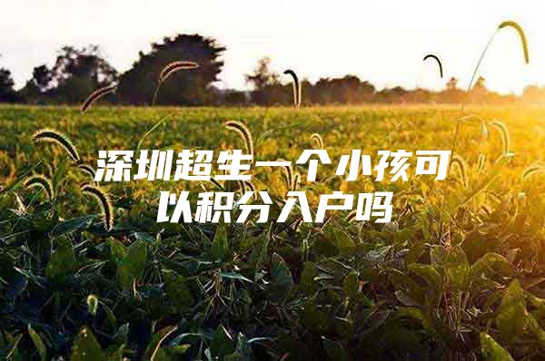 深圳超生一个小孩可以积分入户吗
