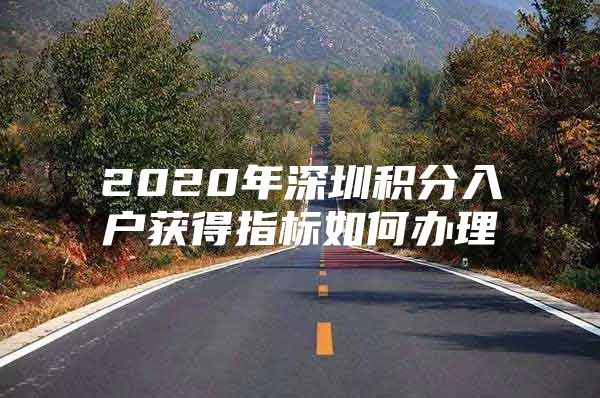 2020年深圳积分入户获得指标如何办理